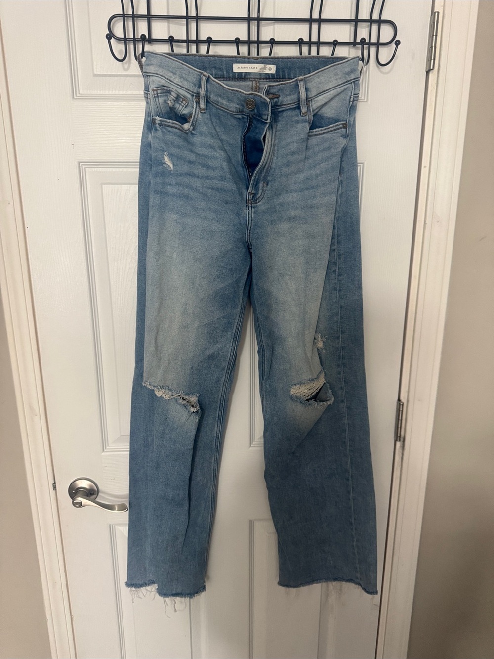 Altar'd State Light Blue Distressed Wide-Leg Jeans